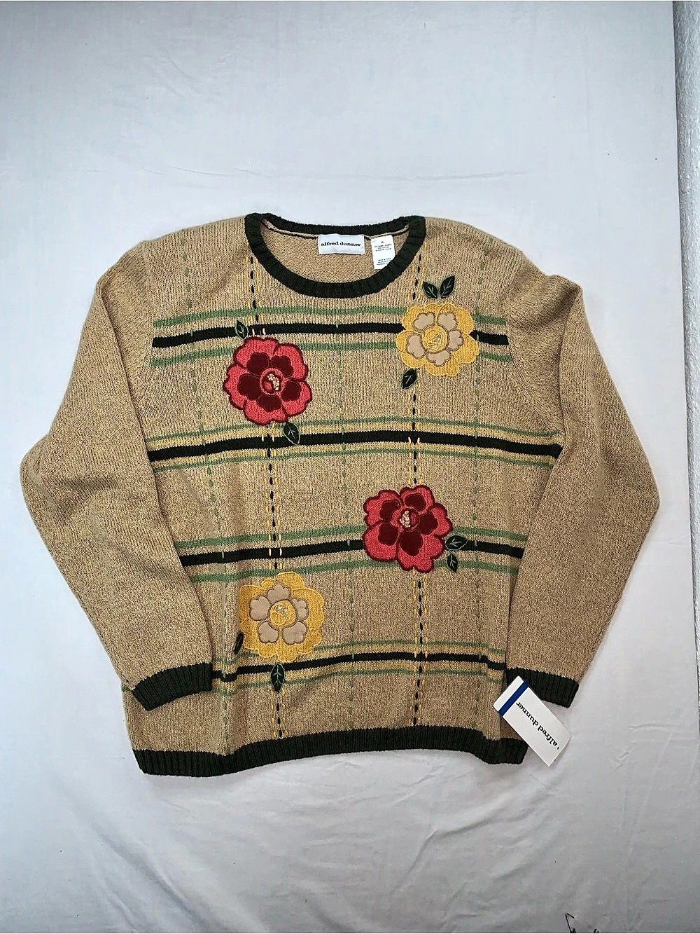 alfred dunner Floral New England Trail Floral Crewneck Sweater Brown XL NWT